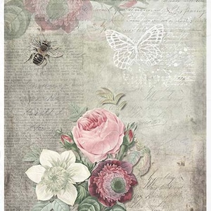 ITD Collection | Vintage Flowers | Rice Paper | A4 Rice Paper | Decoupage Paper | ITD Rice R1067