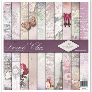 ITD Collection French Chic | Single Sided Paper | 12x12 Paper | Card Stock | Acid free Paper | Scrapbooking Paper | Ephemera | Paper Crafts