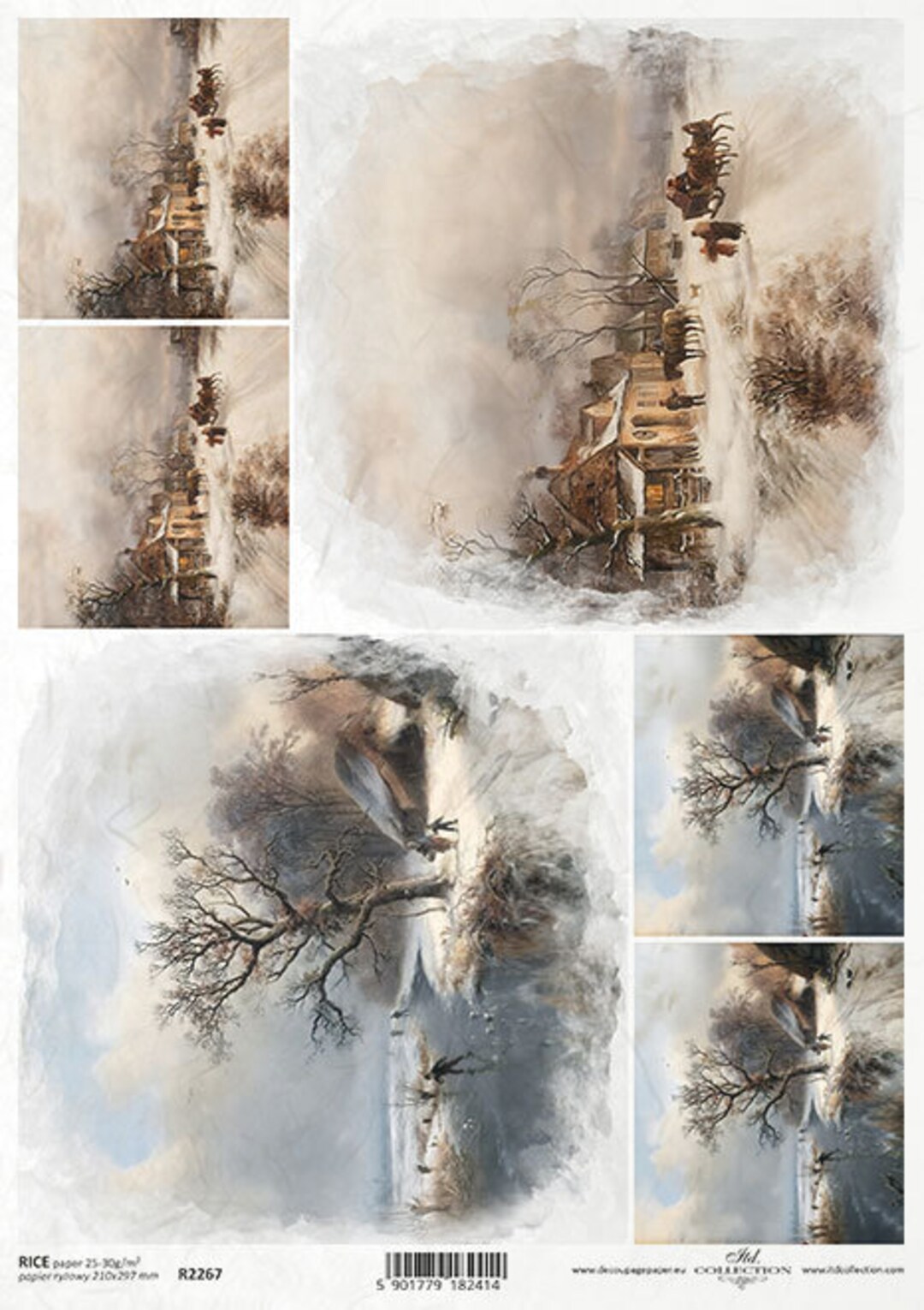ITD Collection | Vintage Winter Landscapes L A4 Rice Paper | Decoupage ...