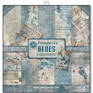 Stamperia Blues Collection 12x12 Scrapbooking Paper | Double Sided Paper | 12 x 12 inch |  Acid Free Paper