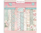 Stamperia Sweet Winter Background Collection 12x12 Scrapbooking Paper Pad Double Sided Paper 12 x 12 inch Acid Free Paper SBBL124
