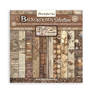 Stamperia Coffee and Chocolate Collection 8x8 Scrapbooking Paper Pad | Steampunk | Double Sided Paper | 8 x 8 inch