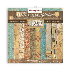 Stamperia Maxi Background Selection Klimt Collection Paper Pad | 12x12 Paper | Double Sided Paper | 12 x 12 inch | Scrapbooking Paper