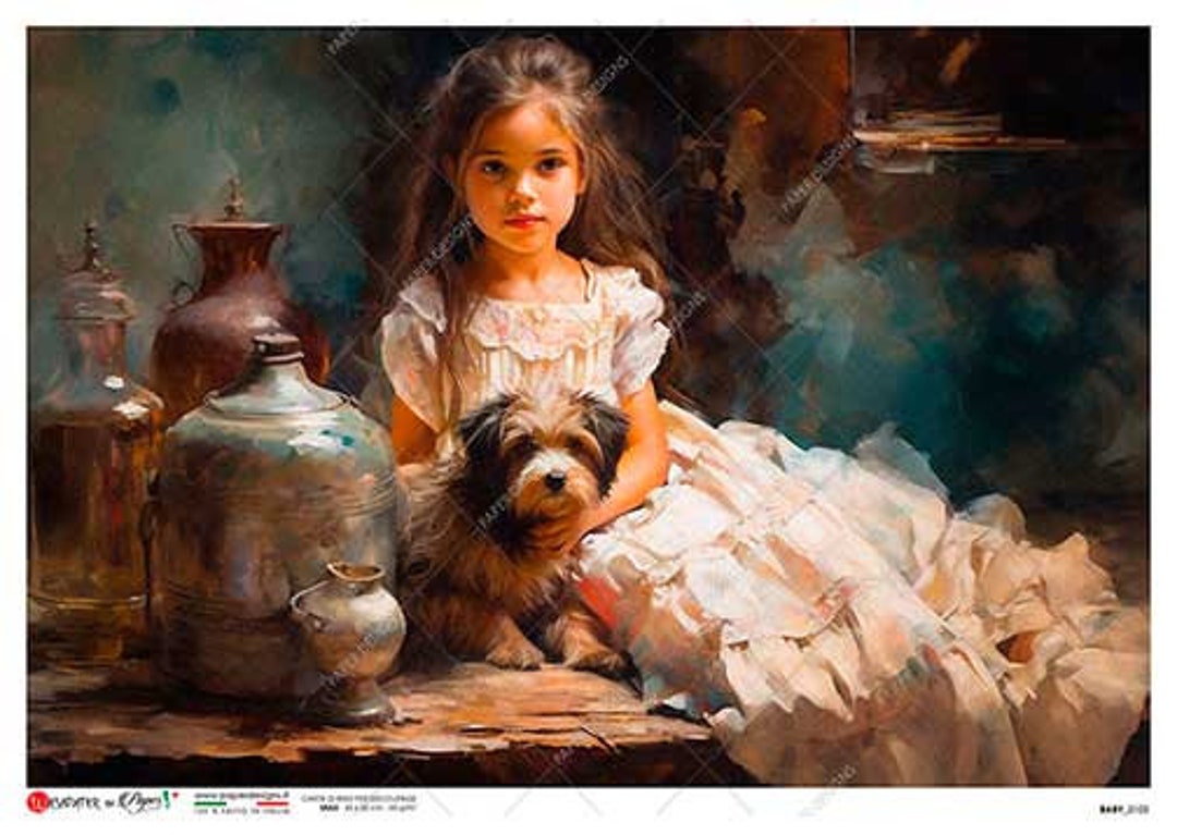 Paper Designs Rice Paper | Girl With Dog Rice Paper | A4 Rice Paper ...