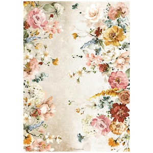 Stamperia Rice Paper | Romantic Garden of Promises Flowers | A4 Rice Paper | Decoupage Paper | 11.5 x 8.25 in | DFSA4691