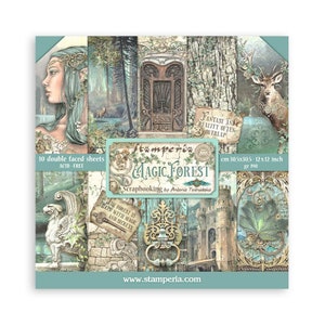 Stamperia Magic Forest Collection 12x12 Scrapbooking Paper Pad | Double Sided Paper | 12 x12 inch