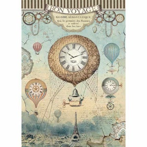 Stamperia Rice Paper | VOYAGES FANTASTIQUES BALLOON | A4 Rice Paper | Decoupage Rice Paper | Steampunk | 11.5 x 8.25 inches | DFSA4376
