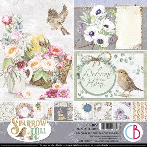 Ciao Bella | Sparrow Hill Paper Pad 8&quot; x 8&quot; | 12 Double Sided Pages | Made in Italy | Acid Free | Made in Italy | CBH053