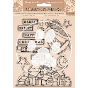 Stamperia Clear Stamps | Acrylic Stamp cm 14x18 - Christmas Patchwork | Clear Stamp Set | Cling Stamp | Clear Stamp Set | WTK158