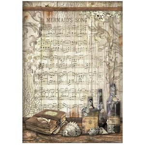 Stamperia Rice Paper | Songs of the Sea Mermaid&#39;s Song | A4 Rice Paper | Decoupage Rice Paper  11.5 x 8.25 inch | DFSA4814