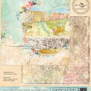 Blue Fern Studios | Passages Paper Collection | 12×12&quot; Paper | 10 Double-Sided | 12 × 12 Sheets | Acid Free | Scrapbook Paper | New