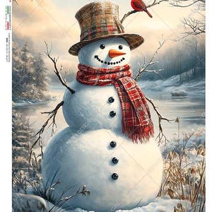 Paper Designs Rice Paper | Snowmen | Winter Scene | A4 Rice Paper | Decoupage Paper | 12.5&quot; x 8.6&quot; | Snowman | Christmas 0378