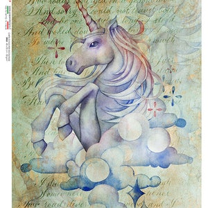 Paper Designs Rice Paper | Unicorn Rice Paper | A4 Rice Paper | Natural Rice Paper | Decoupage Paper | 12.5" x 8.6" | Animals 0174