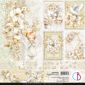 Ciao Bella Blessing Day Paper Pad 12&quot; x 12&quot; | 12 pages | Made in Italy | Acid Free | Double Sided Paper | 24 Designs | CBPM086