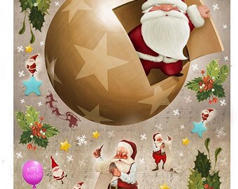 Paper Designs Rice Paper | Santa in an Ornaments Christmas Rice Paper | A4 Rice Paper | Decoupage Paper | 12.5" x 8.6" | Christmas 0156
