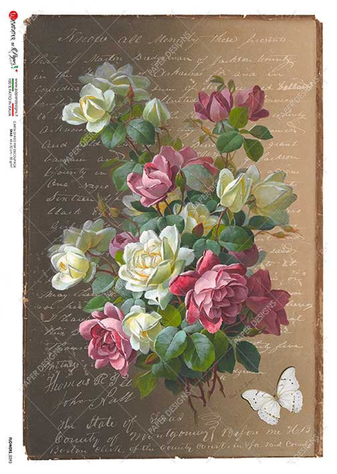 Paper Designs Rice Paper | Roses Rice Paper | A4 Rice Paper | Natural ...