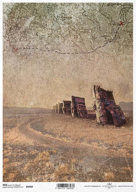 ITD Collection | Cadillac Ranch Rice Paper | A4 Rice Paper | Decoupage ...