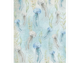 Ciao Bella | 1 Piece JELLYFISH DANCE | A4 Rice Paper | Rice Paper | Underwater Love Collection | 8.25 x 11.5 in | Made In Italy | CBRP213