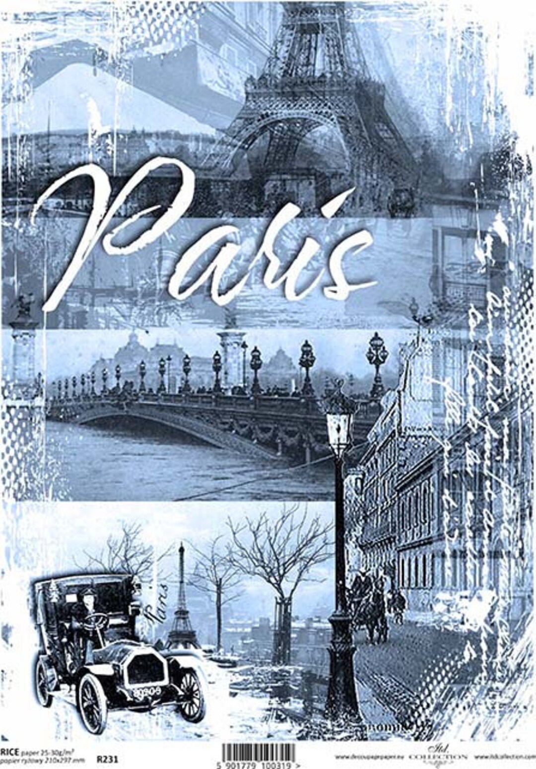 ITD Collection | Paris Rice Paper | A4 Rice Paper | Decoupage Paper ...