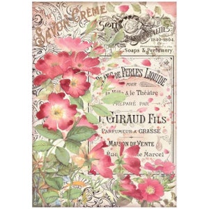 Stamperia Rice Paper | Rose Parfum Savon Créme | A4 Paper | Decoupage Rice Paper | Rice Paper | 11.5 x 8.25 inches | DFSA4736