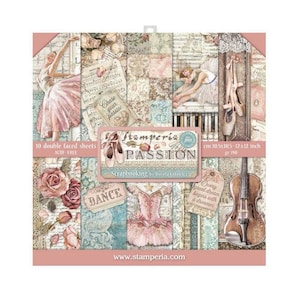 Stamperia Passion Collection 12x12 Scrapbooking Paper | Double Sided Paper | 12 x 12 inch |  Scrapbooking Paper