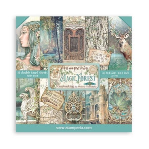 Stamperia Magic Forest Collection 8x8 Scrapbooking Paper Pad | Double Sided Paper | 8 x 8 inch