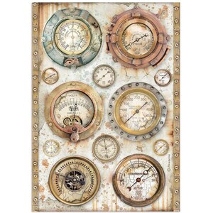 Stamperia Rice Paper | Lady Vagabond Lifestyle Barometers | A4 Rice Paper | Decoupage Rice Paper | 11.5 x 8.25 ins | DFSA4648