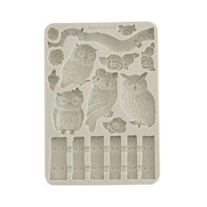 Stamperia | Silicone Mold | The Owl&#39;s House Owls and Branch | A5 Silicone Mould | Clay Mold | Resin Mold | Mix Media Art | KACMA585