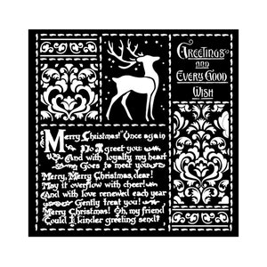 Stamperia Mixed Media | Christmas Letters | Mixed Media Stencil | Stencil | 18 x 18 cm | Thick Stencil | KSTDQ87