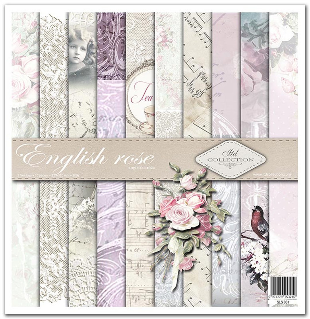 ITD Collection English Rose Single Sided Paper 12x12 Paper Card Stock