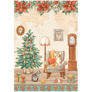 Stamperia Rice Paper | All Around Christmas Sweet Room | A4 Rice Paper | Decoupage Paper | 11.5 x 8.25 in | DFSA4807