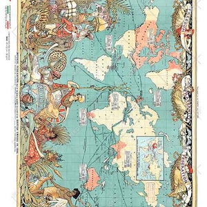 Paper Designs Rice Paper | Old Map Rice Paper | A4 Rice Paper | Natural Rice Paper | Decoupage Paper | 12.5&quot; x 8.6&quot; | Old Maps 0055