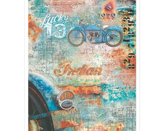 Ciao Bella | 1 Piece LUCKY 13 | A4 Rice Paper | Decoupage Rice Paper | 8.25 x 11.5 inches | Mixed Media | Made In Italy | CBRP072