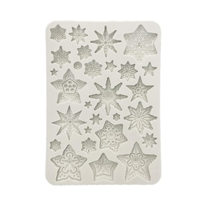 Stamperia | Silicone Mold | Gear up for Christmas Stars | A5 Silicone Mould | Clay | Mix Media Art | KACMA532