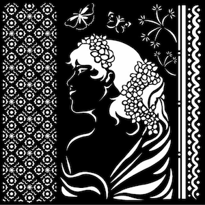 Stamperia Mixed Media | Lady Side | Mixed Media Stencil | Stencil | 18 x 18 cm | Thick Stencil | KSTDQ40