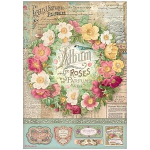 Stamperia Rice Paper | Rose Parfum Album de Roses | A4 Paper | Decoupage Rice Paper | Rice Paper | 11.5 x 8.25 inches | DFSA4734