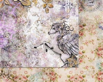 Blue Fern Studios | 1 piece Fairy Whispers Peregrinus | Double-Sided | 12" x 12" Single Sheet | Acid Free | Scrapbook Paper