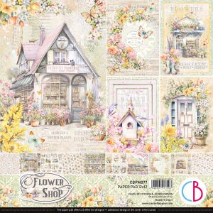 Ciao Bella Flower Shop Paper Pad 12&quot; x 12&quot; | 12 pages | Made in Italy | Acid Free | Double Sided Paper | 24 Designs | CBPM077