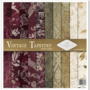 ITD Collection | Vintage Tapestry Single Sided Paper | 12x12 Paper | Card Stock | Acid free | Scrapbooking Paper | Ephemera | Crafts