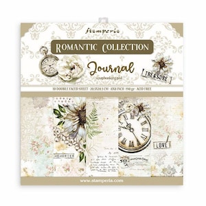 Stamperia Romantic Journal Collection 8x8 Scrapbooking | Double Sided Paper | Scrapbooking Mini Pad 10 Sheets | Scrapbook Paper
