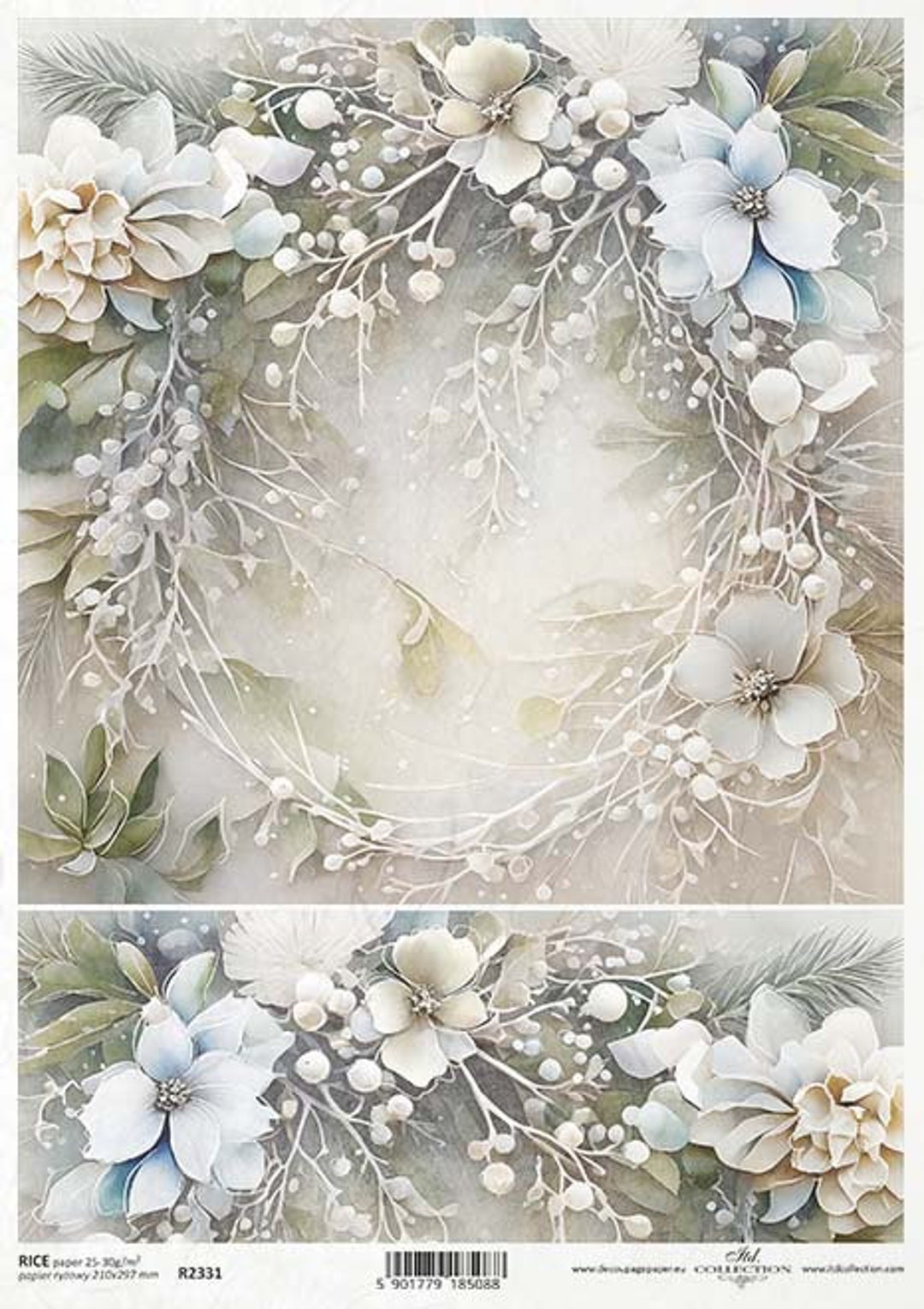 ITD Collection | Winter Bouquet | Flowers Wreaths Rice Paper | A4 Rice ...