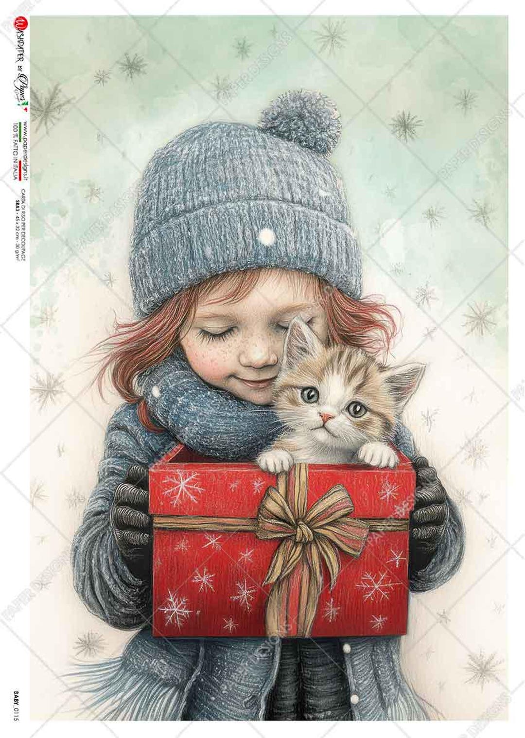 Paper Designs Rice Paper | Girl With Kitty Rice Paper | A4 Rice Paper ...