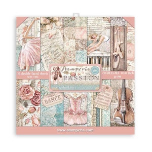 Stamperia Passion Collection 8x8 Scrapbooking Paper | Double Sided Paper | 8 x 8 inch |  Scrapbooking Paper