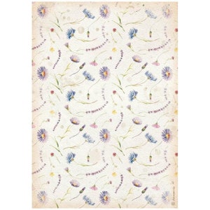 Stamperia Rice Paper | Create Happiness Welcome Blue Flowers | A4 Paper | Decoupage Rice Paper | Rice Paper | 11.5 x 8.25 inches | DFSA4742
