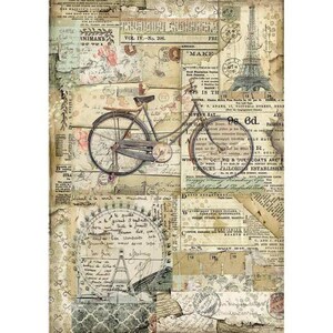 Stamperia Rice Paper | BICYCLE | A4 Rice Paper | Decoupage Rice Paper | 11.5 x 8.25 inches | DFSA4458