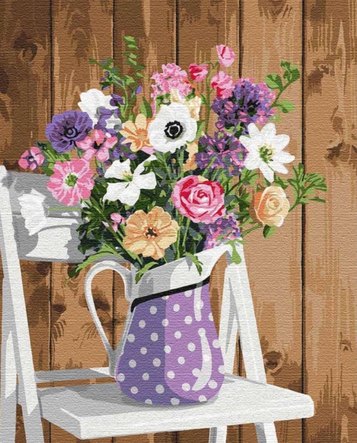 Malen Nach Zahlen DIY Kit. Farbe nach Zahlen Blumen in