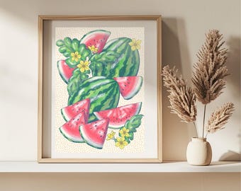 Watermelon Wonder Giclée Print: Hand-Drawn Summer Illustration