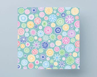 Bright and Cheerful Organic Circles Greeting Card, blank for your own message