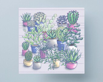 Cactus and Succulent Greeting Card: Plant Lover Birthday Card