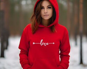 Love Heart Line Hoodie, Katoenen Bedrukte Hoodie, Casual Hoodie, Self Love Hoodie, Unisex Hoodie